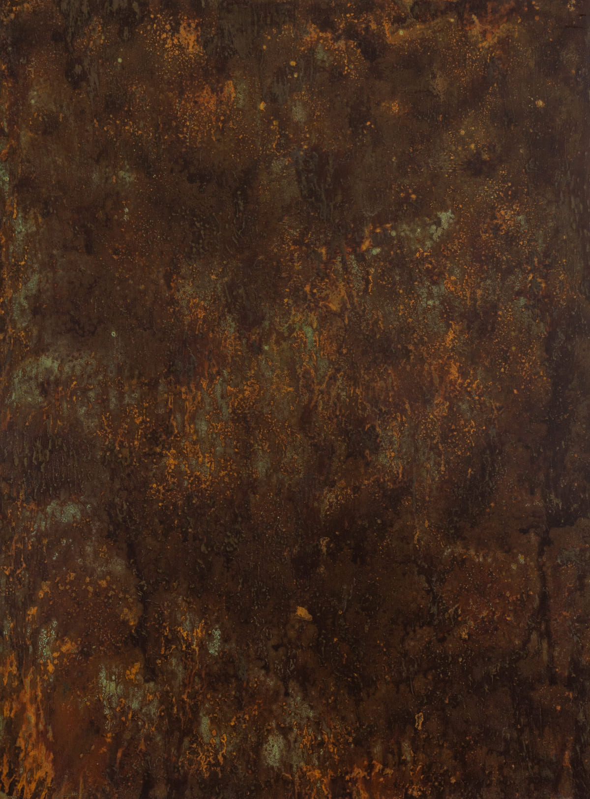 Mario Moraes, Calcinação, Oxidised metals on wood panel