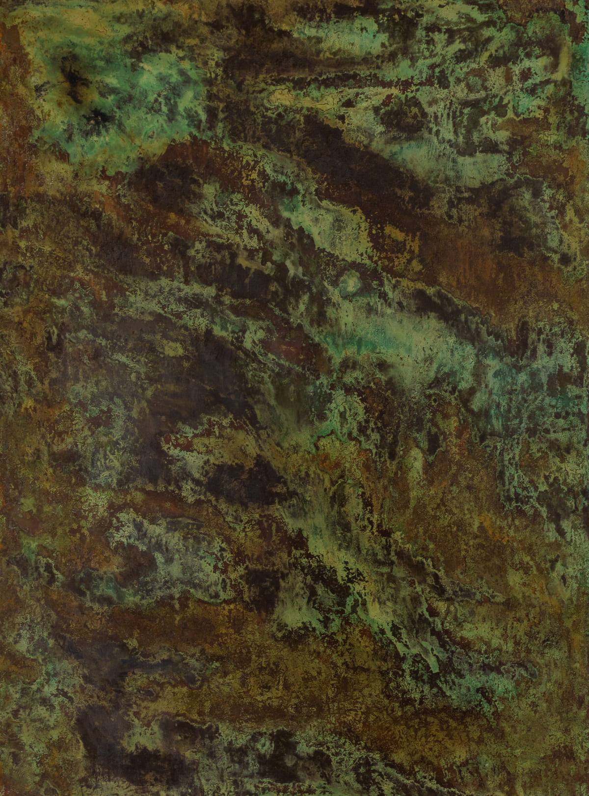 Mario Moraes, Veio, Oxidised metals on wood panel